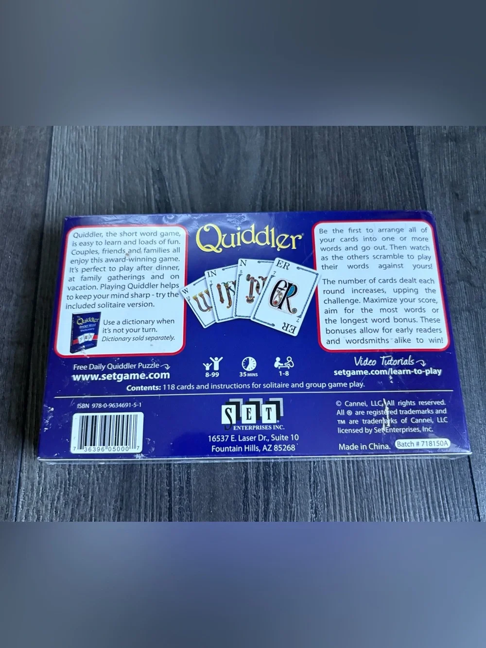 Quiddler Card Game Word Game Award Winning Family Game Night Ages 8+ - NEW